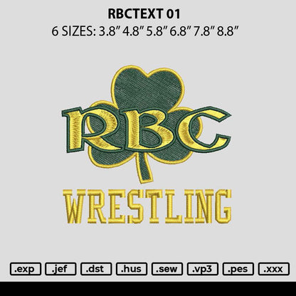 Rbctext 01 Embroidery File 6 sizes