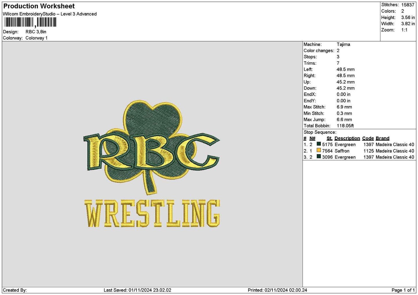 Rbctext 01 Embroidery File 6 sizes