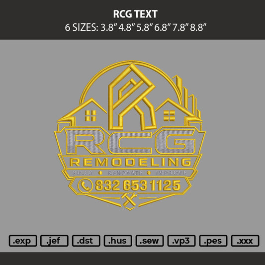 Rcg Text Embroidery Machine Design File 6 sizes