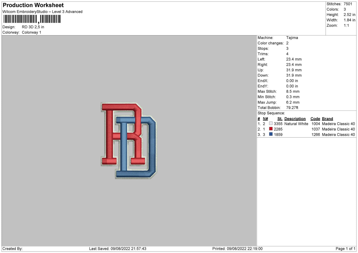 RD 3D Embroidery File 4 sizes