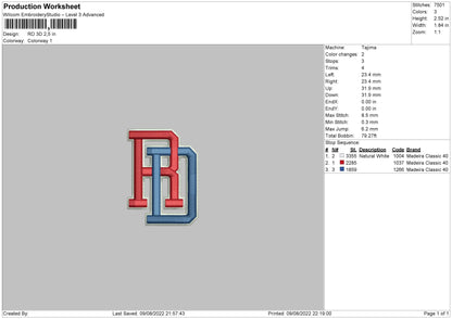 RD 3D Embroidery File 4 sizes