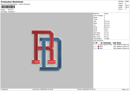 RD 3D Embroidery File 4 sizes