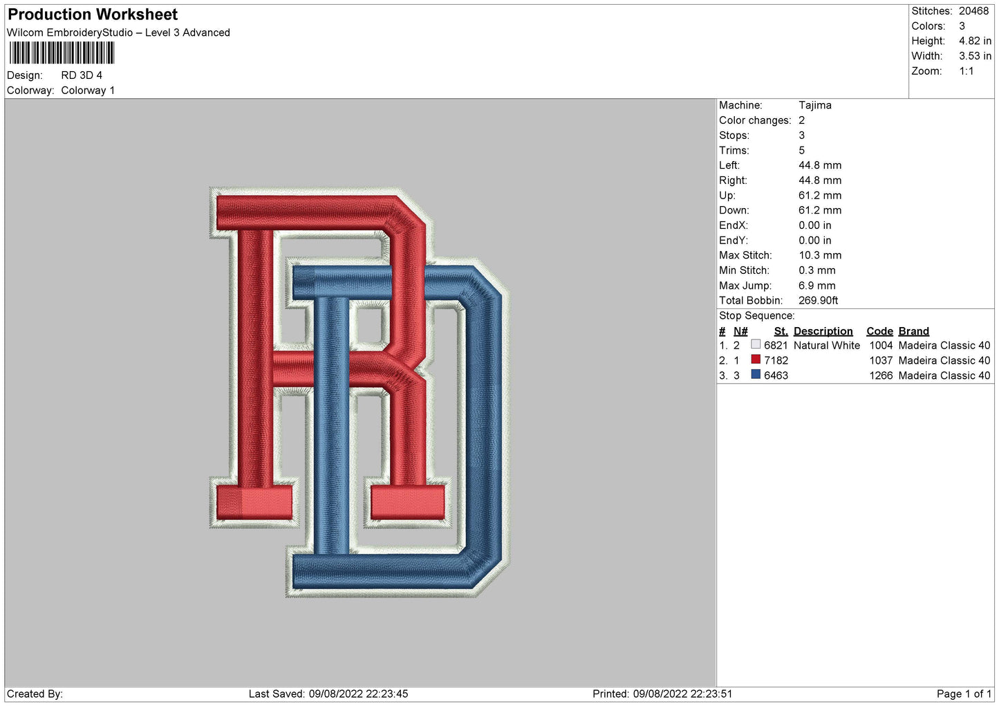 RD 3D Embroidery File 4 sizes