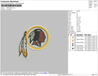 Redskins Embroidery File 6 size