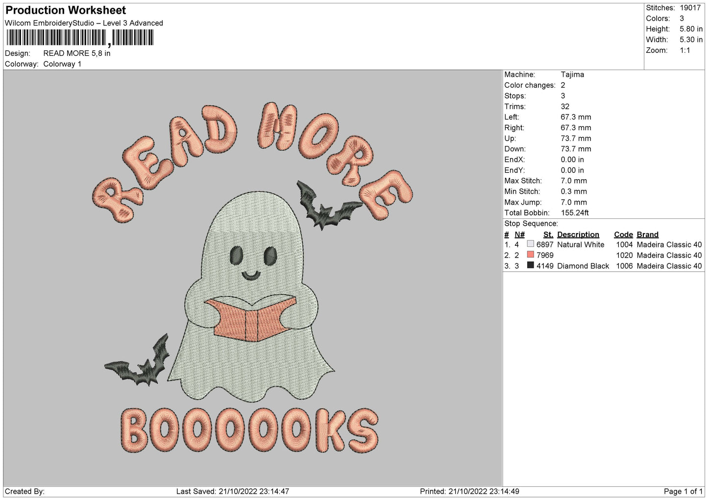 Read More Embroidery File 6 sizes