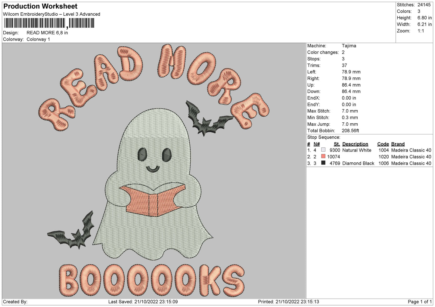 Read More Embroidery File 6 sizes