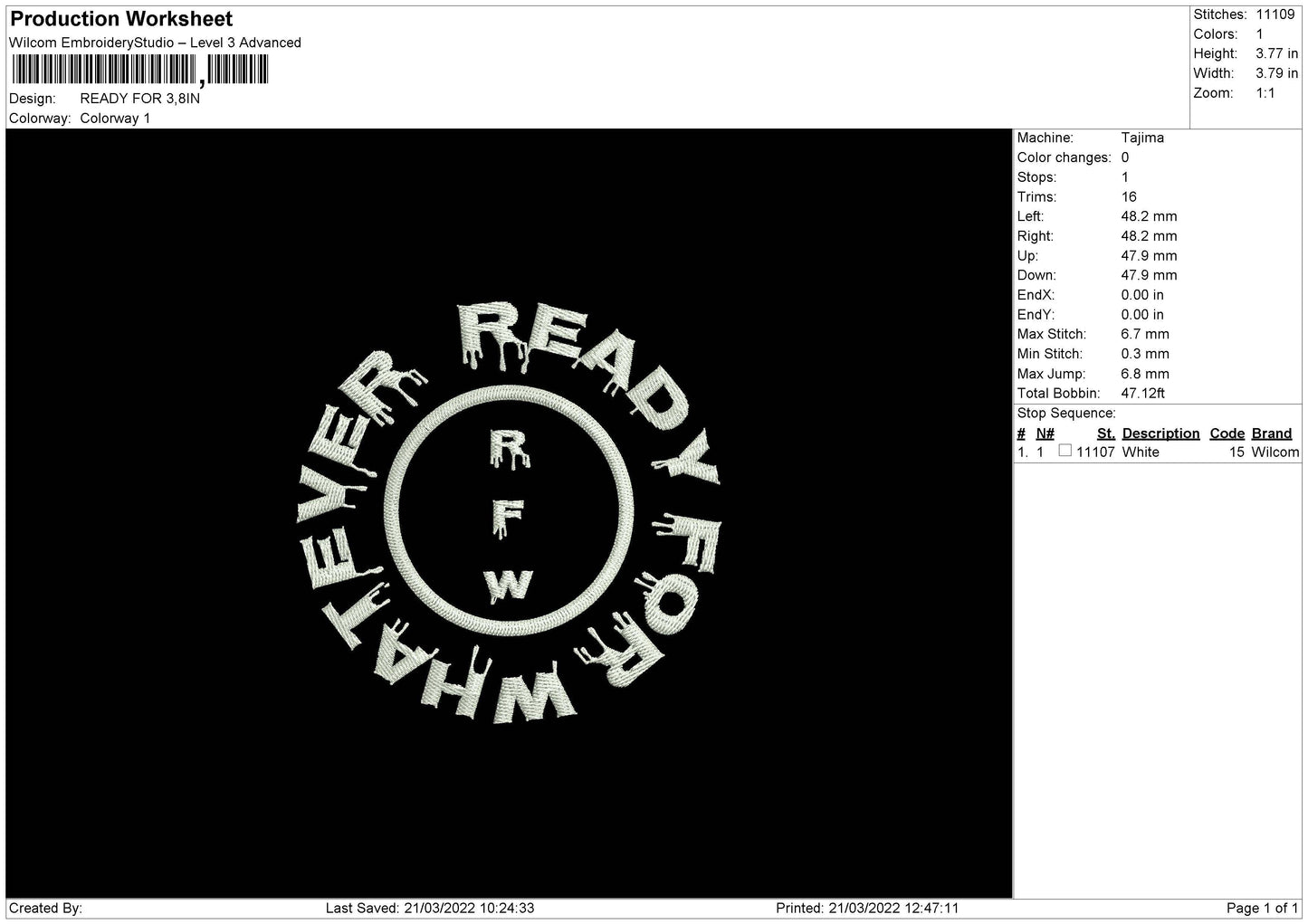 Ready For Embridery File 4 size