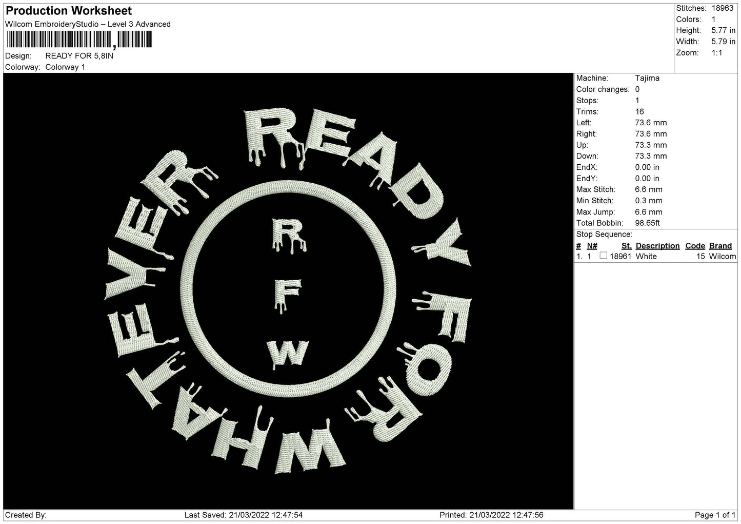 Ready For Embridery File 4 size
