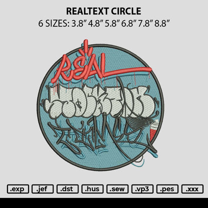 Realtext Circle Embroidery File 6 sizes