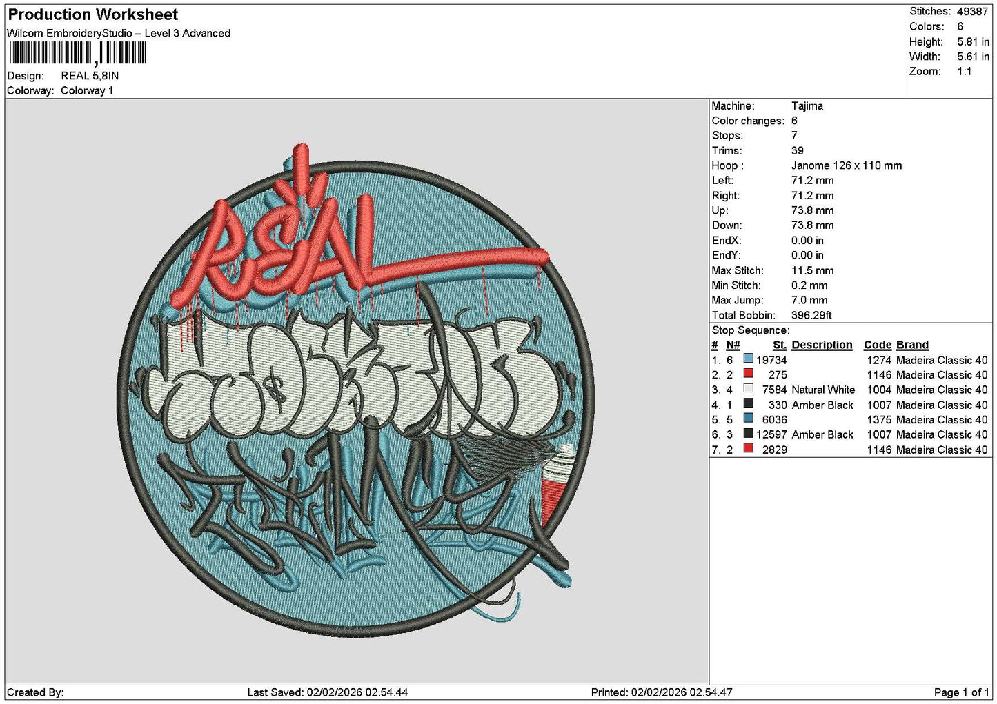 Realtext Circle Embroidery File 6 sizes