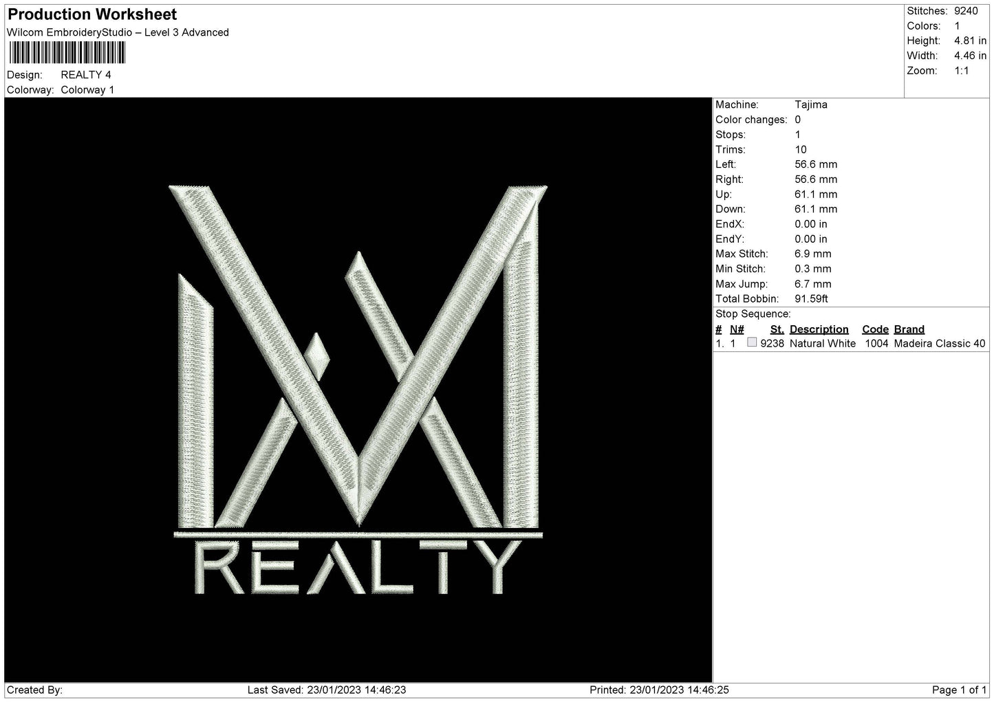 Realty Embroidery File 6 sizes