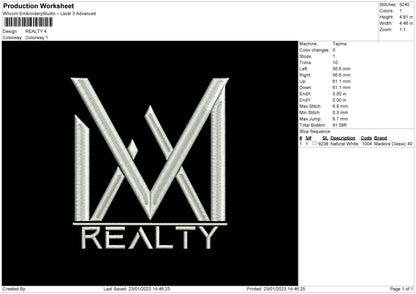 Realty Embroidery File 6 sizes
