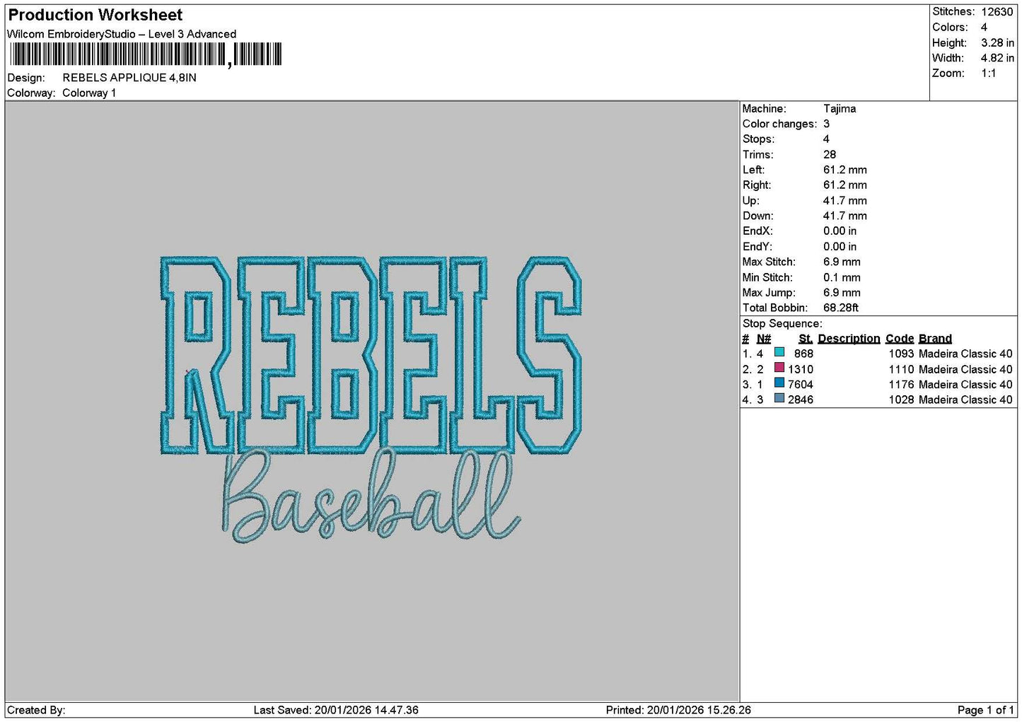 Rebelstext App Embroidery File 6 sizes