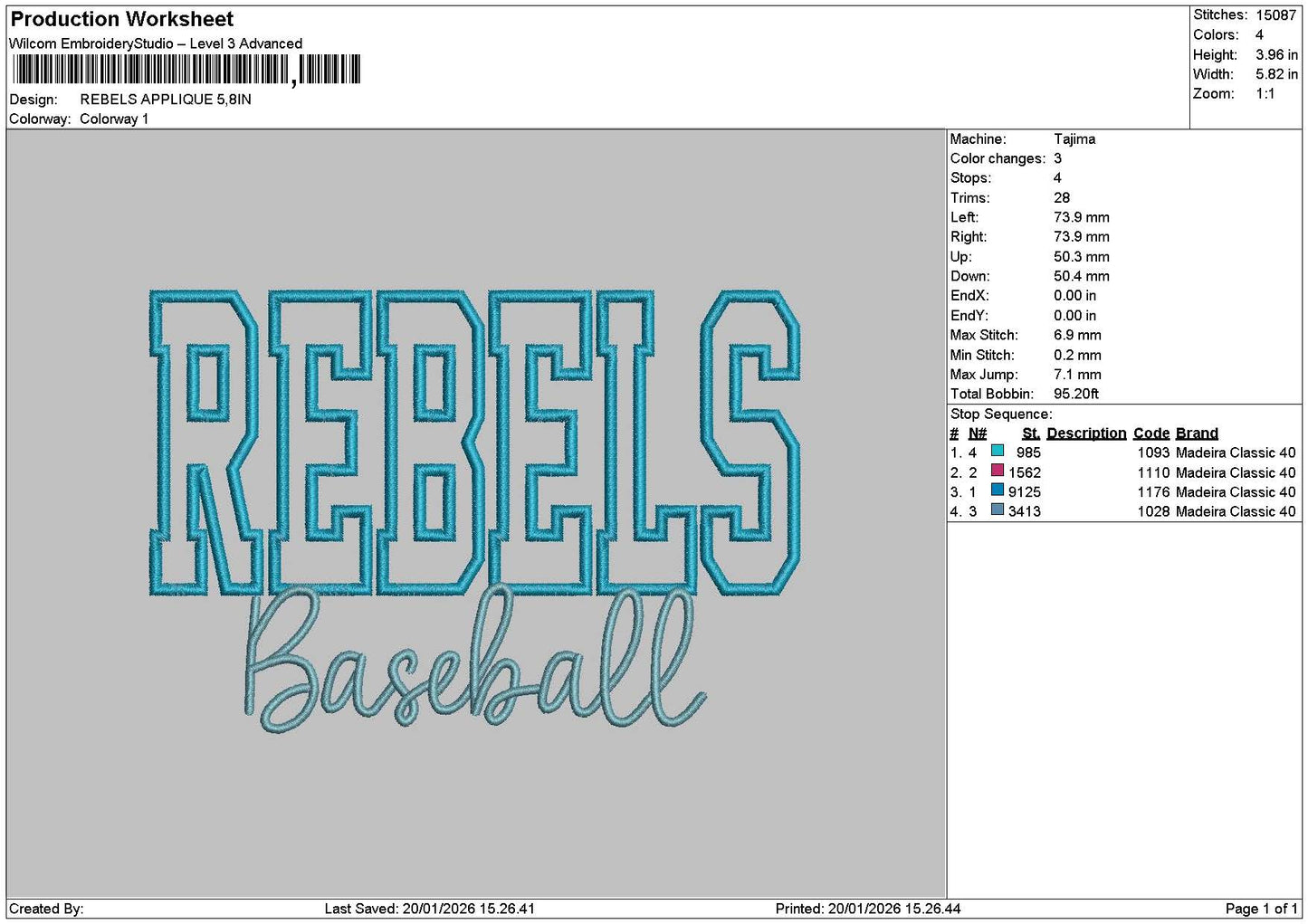 Rebelstext App Embroidery File 6 sizes