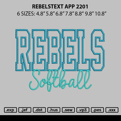 Rebelstext App V2 Embroidery File 6 sizes