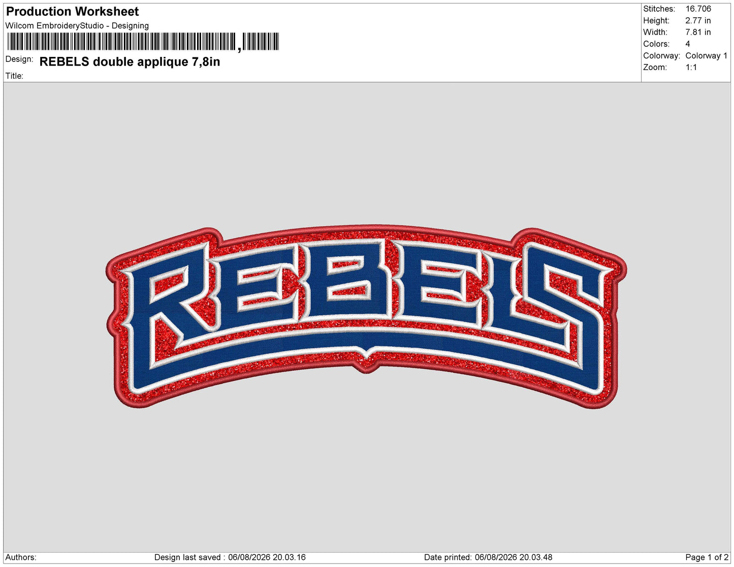 REBELS DOUBLE APPLIQUE Embroidery Machine Design File
