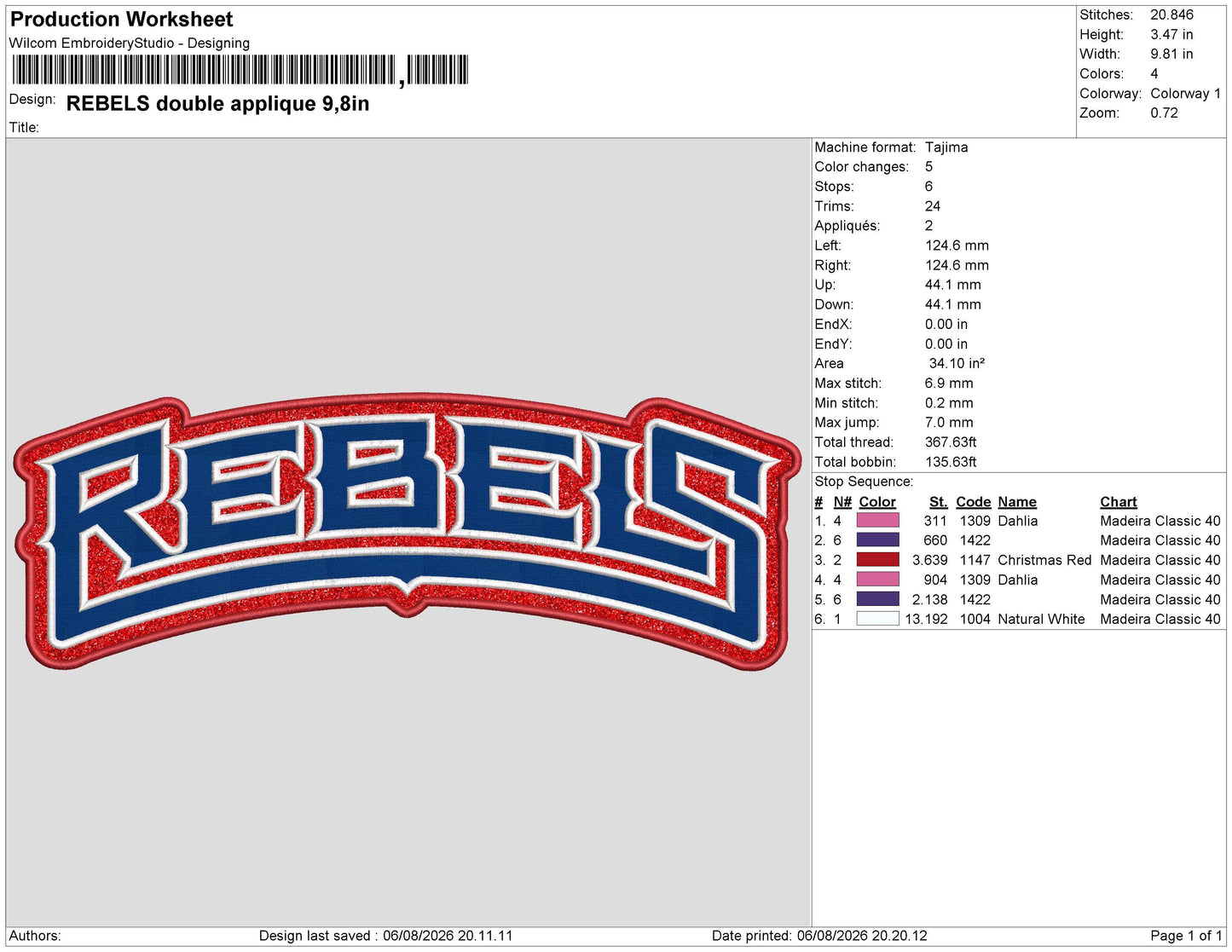 REBELS DOUBLE APPLIQUE Embroidery Machine Design File