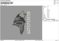 Wolftext Embroidery File 6 sizes