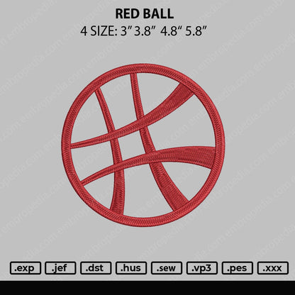 Red Ball Embroidery File 4 size