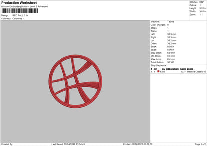 Red Ball Embroidery File 4 size
