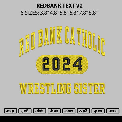 Redbank Text V2 Embroidery File 6 sizes