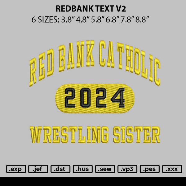 Redbank Text V2 Embroidery File 6 sizes