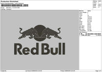 Redbull 1Color Embroidery File 6  sizes