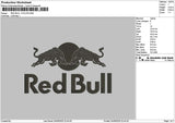Redbull 1Color Embroidery File 6  sizes