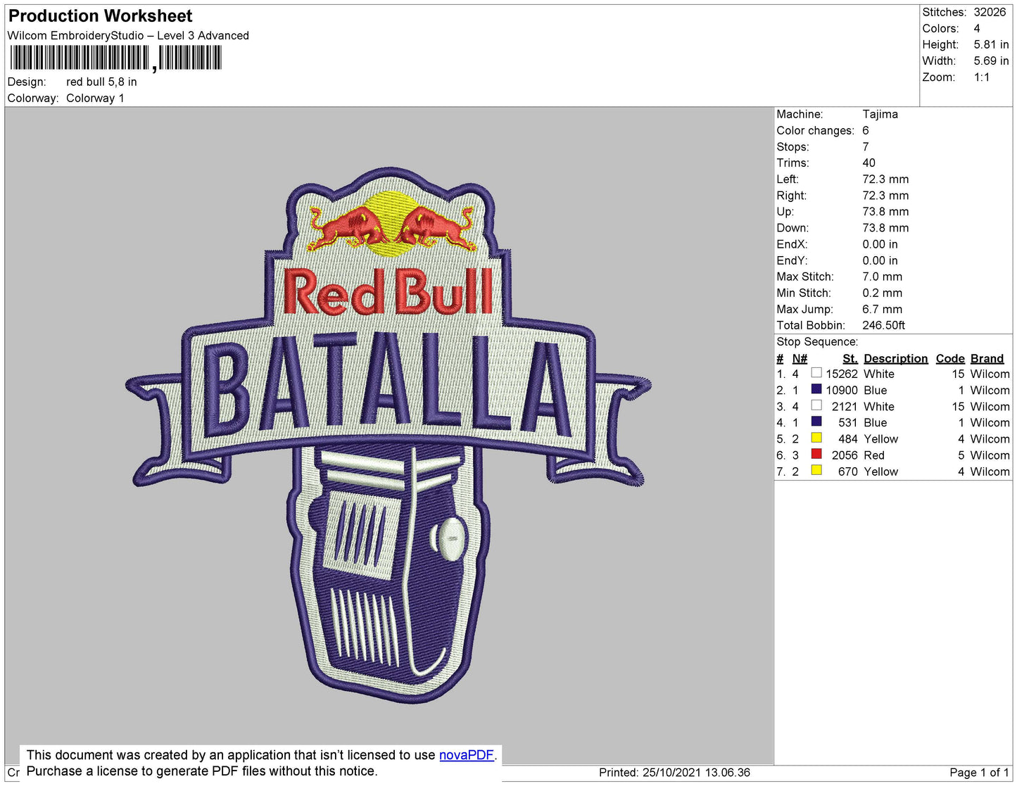 Red Bull Embroidery File 4 size
