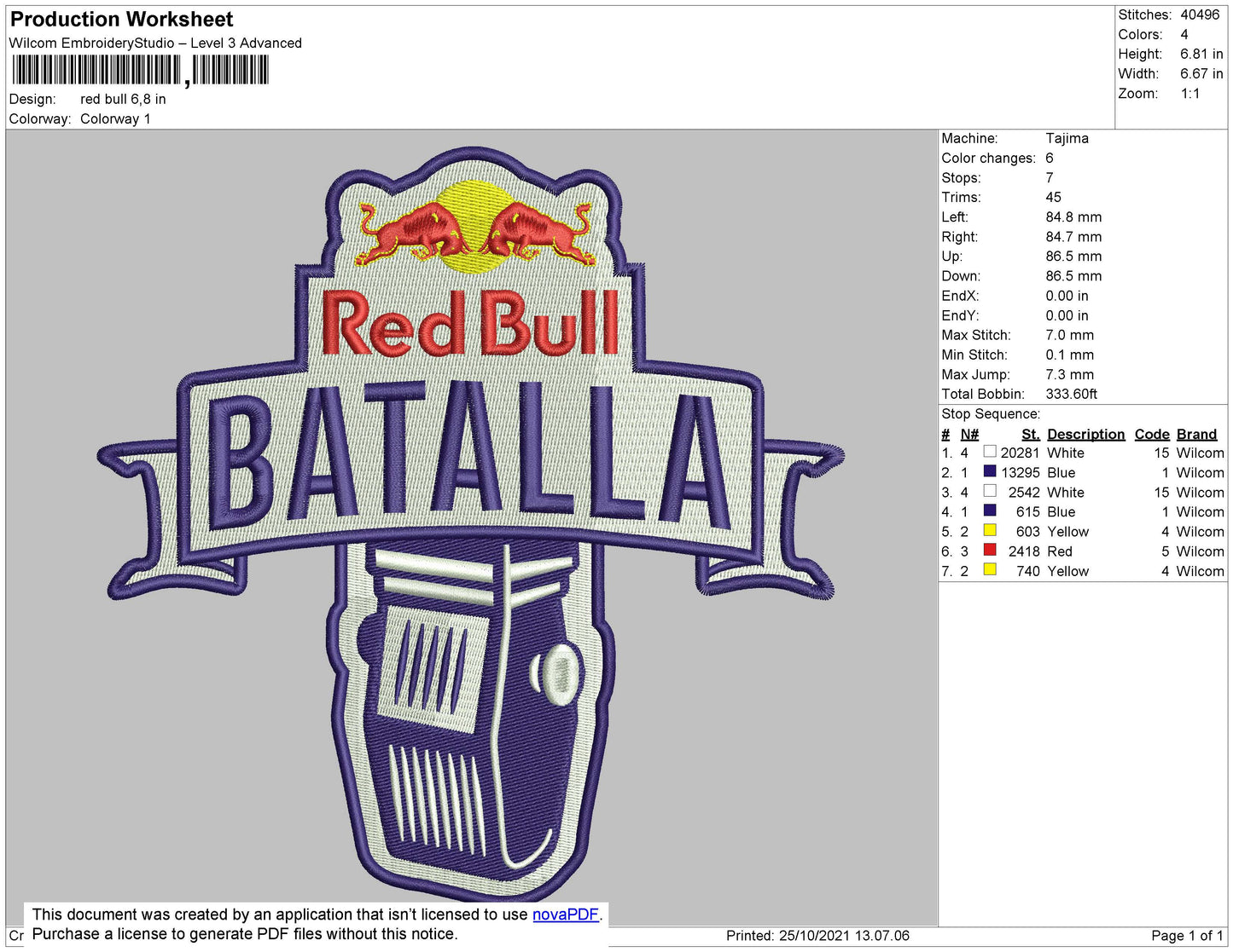 Red Bull Embroidery File 4 size