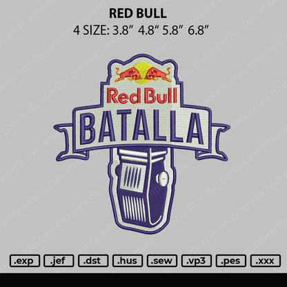 Red Bull Embroidery File 4 size
