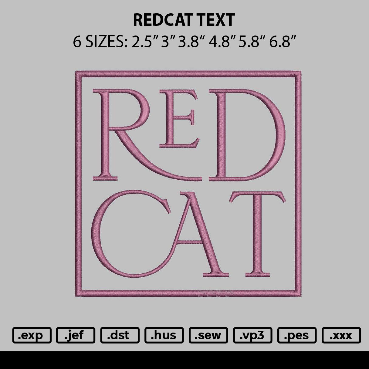 Redcat Embroidery File 6 sizes