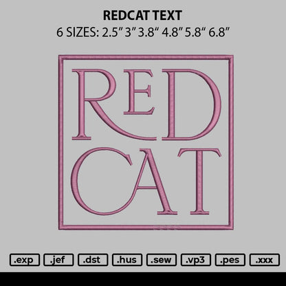 Redcat Embroidery File 6 sizes