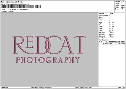 Photographytext 0504 Embroidery File 6 sizes