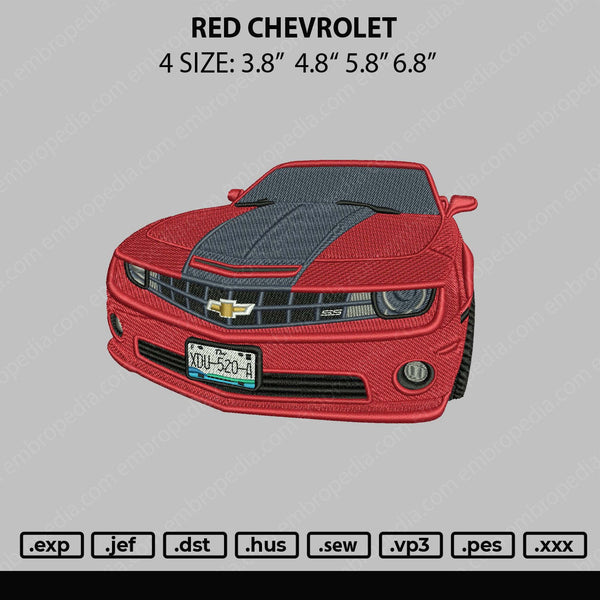 Red Chevrolet Embroidery File 4 size