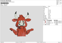 Red Cow Embroidery File 6 sizes