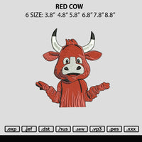 Red Cow Embroidery File 6 sizes