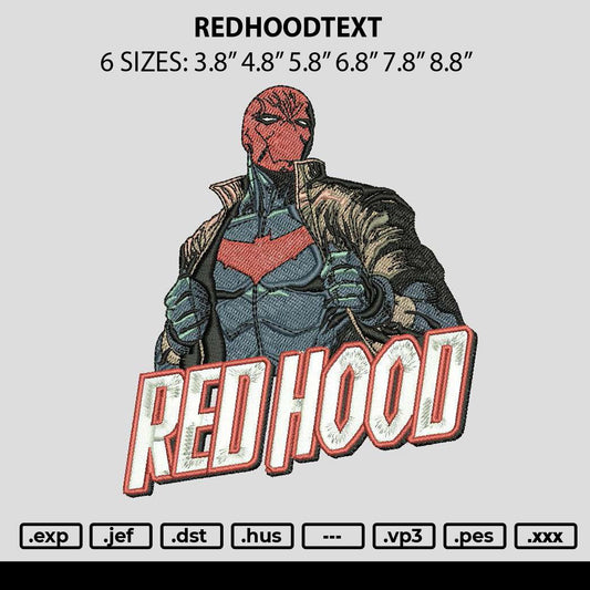 Redhoodtext Embroidery File 6 sizes