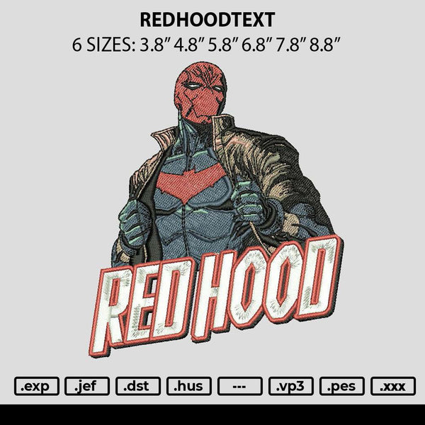 Redhoodtext Embroidery File 6 sizes