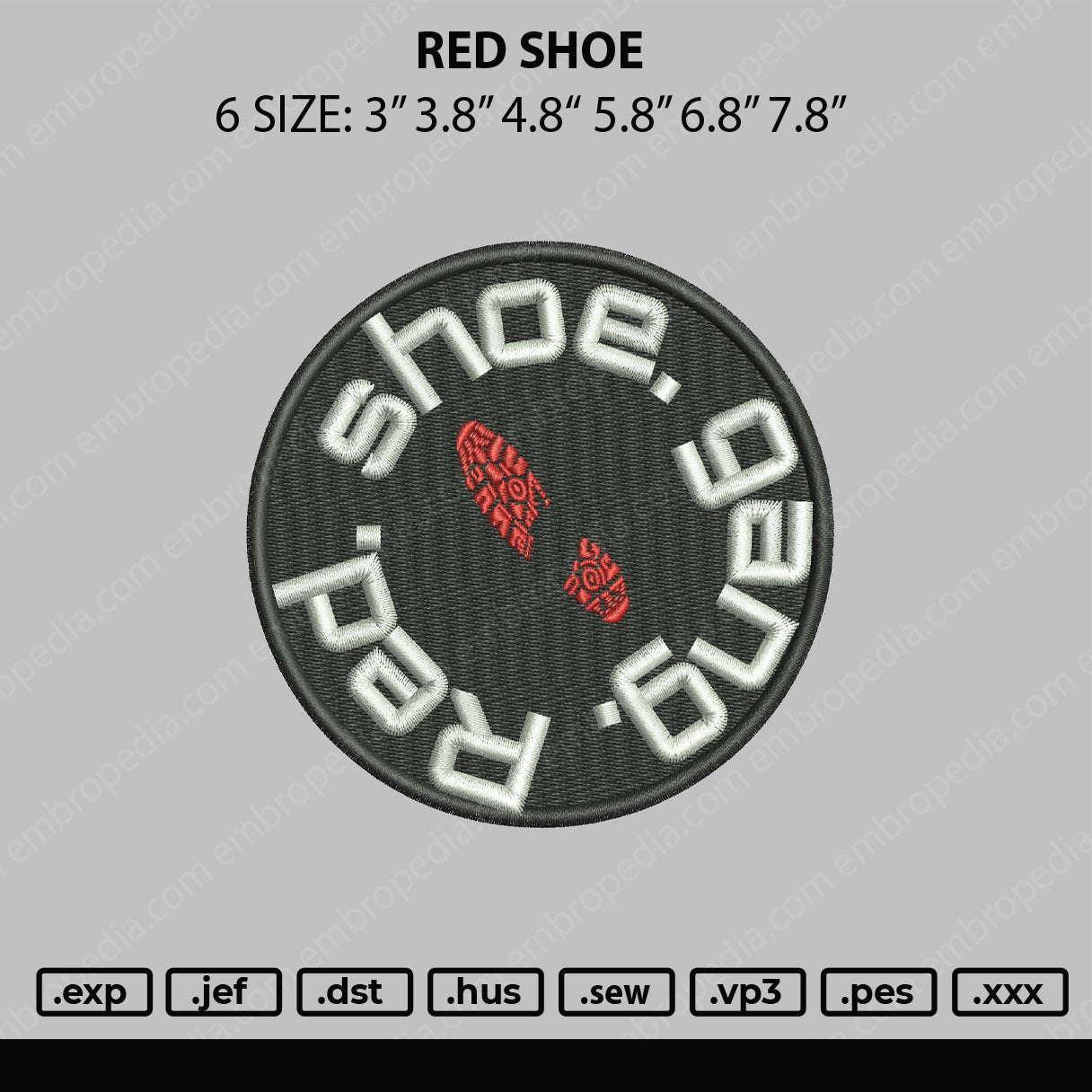 Red Shoes Embroidery File 6 sizes