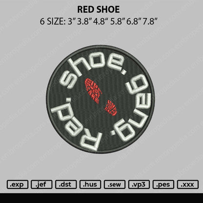 Red Shoes Embroidery File 6 sizes
