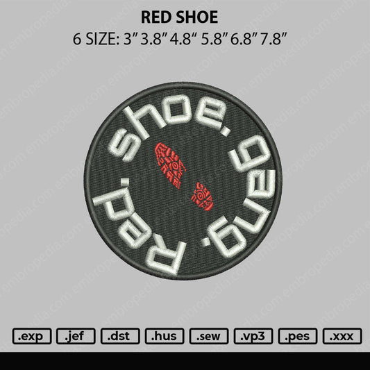 Red Shoes Embroidery File 6 sizes