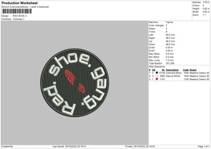 Red Shoes Embroidery File 6 sizes