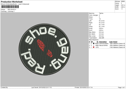 Red Shoes Embroidery File 6 sizes