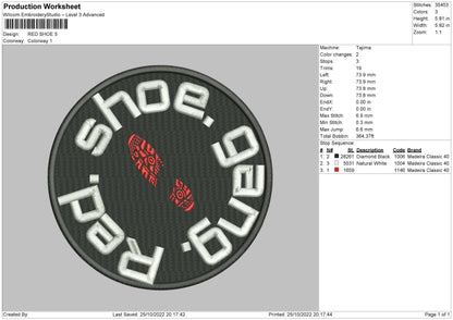 Red Shoes Embroidery File 6 sizes