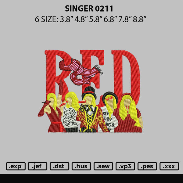 Singer 0211 Embroidery File 6 sizes