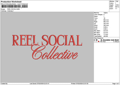 Reeltext Embroidery File 6 sizes