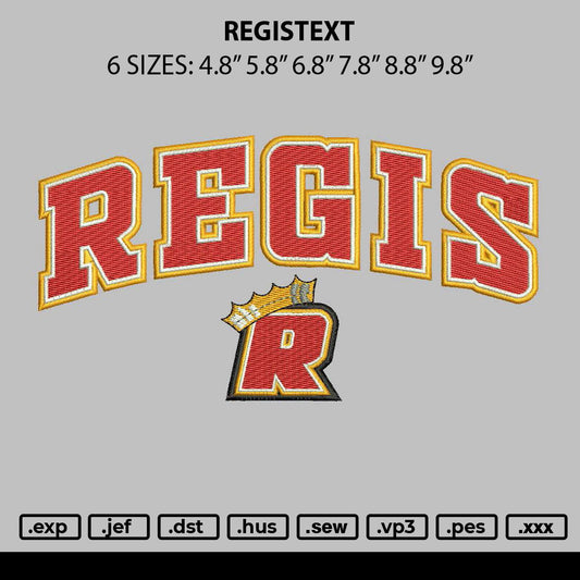 Registext Embroidery File 6 sizes