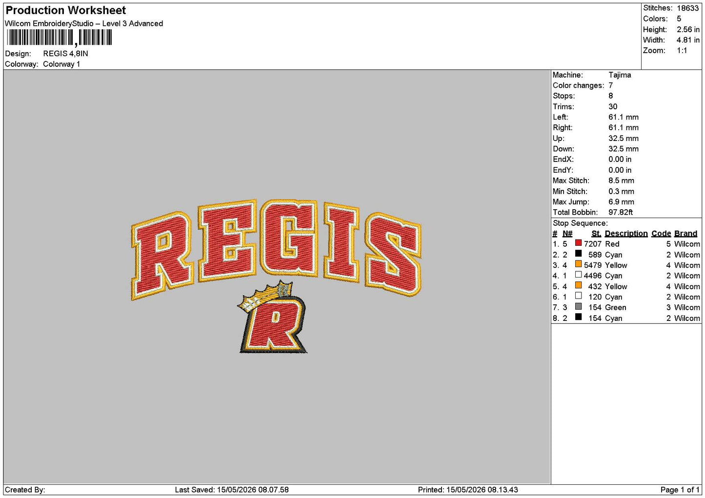Registext Embroidery File 6 sizes