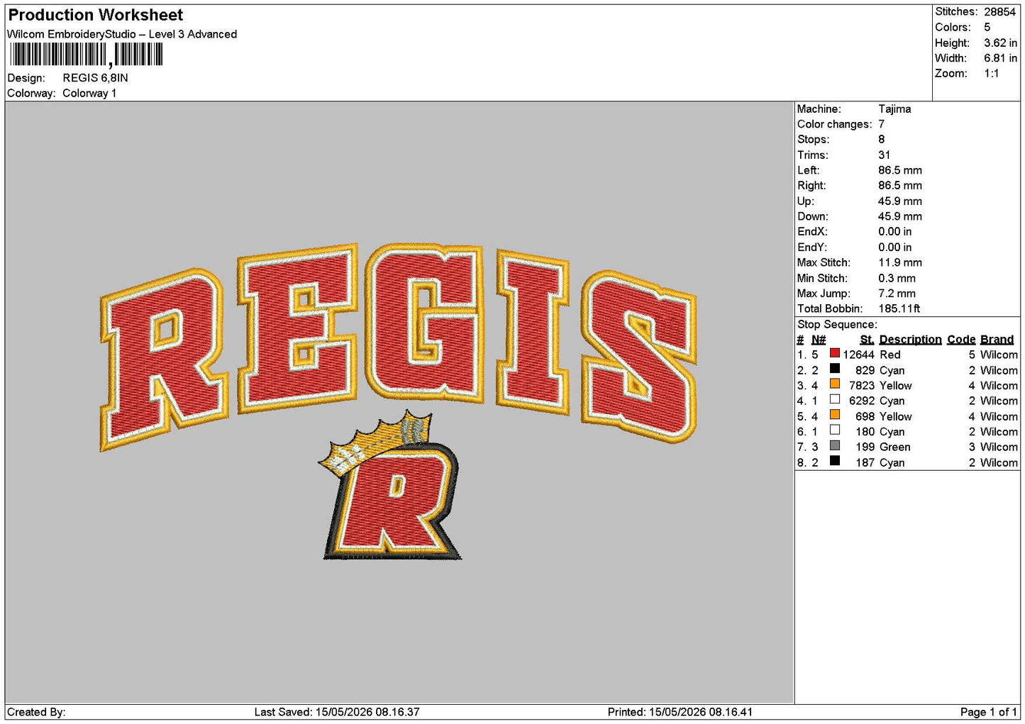 Registext Embroidery File 6 sizes